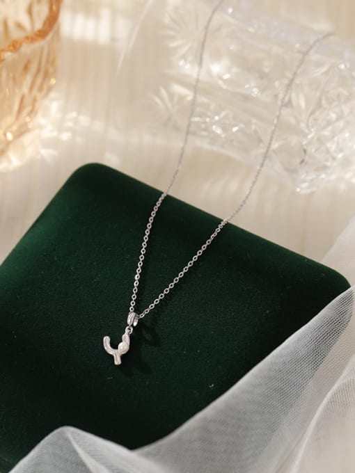 NS1066 [Y] 925 Sterling Silver Imitation Pearl 26 Letter Minimalist Necklace